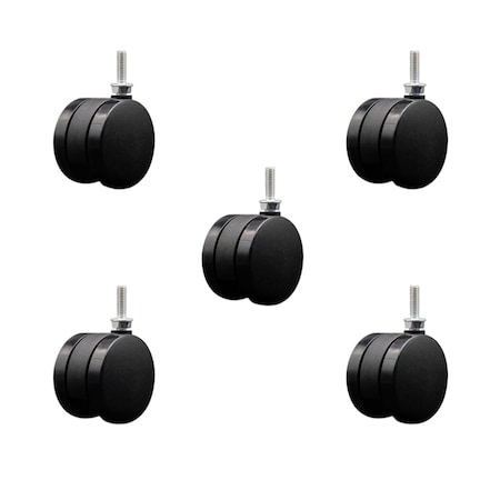 Service Caster 2-3/8'' Office Chair Casters Nylon Twin Wheel 5/16 Threaded Stem, 5PK SCC-UHTS02S60-NYS-5161810-5